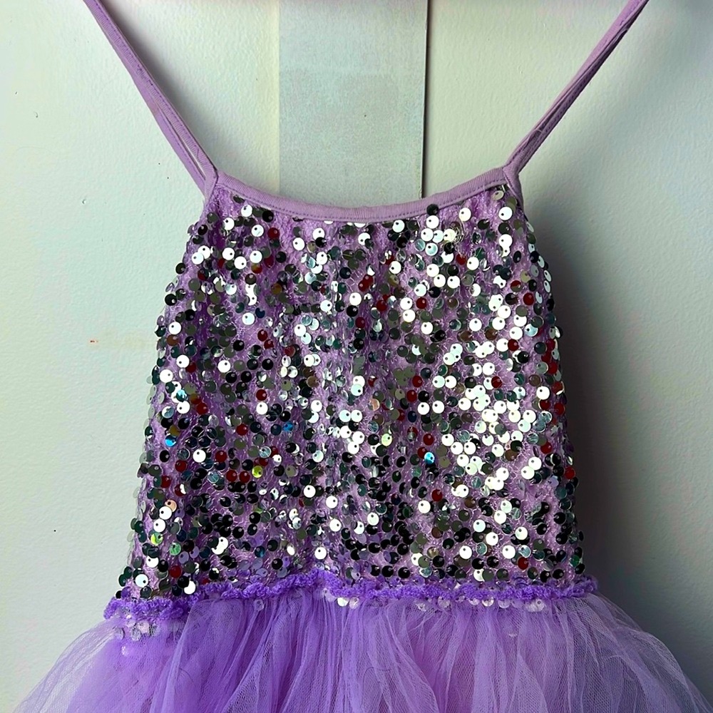 Kids sparkly ✨purple sequined dance leotard with tutu